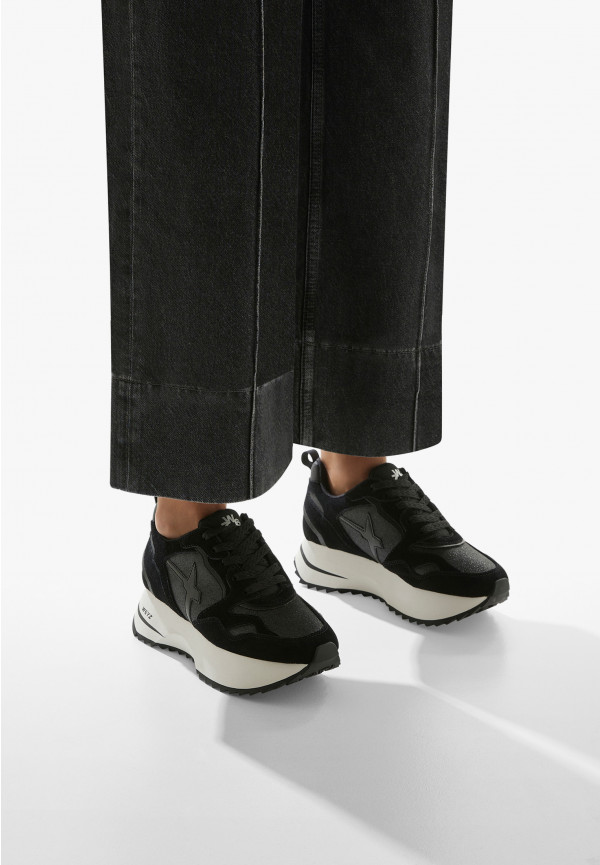 W6yz Sneakers in suede e tessuto tecnico con glitter Nero -ANNY 2 W Convenienza