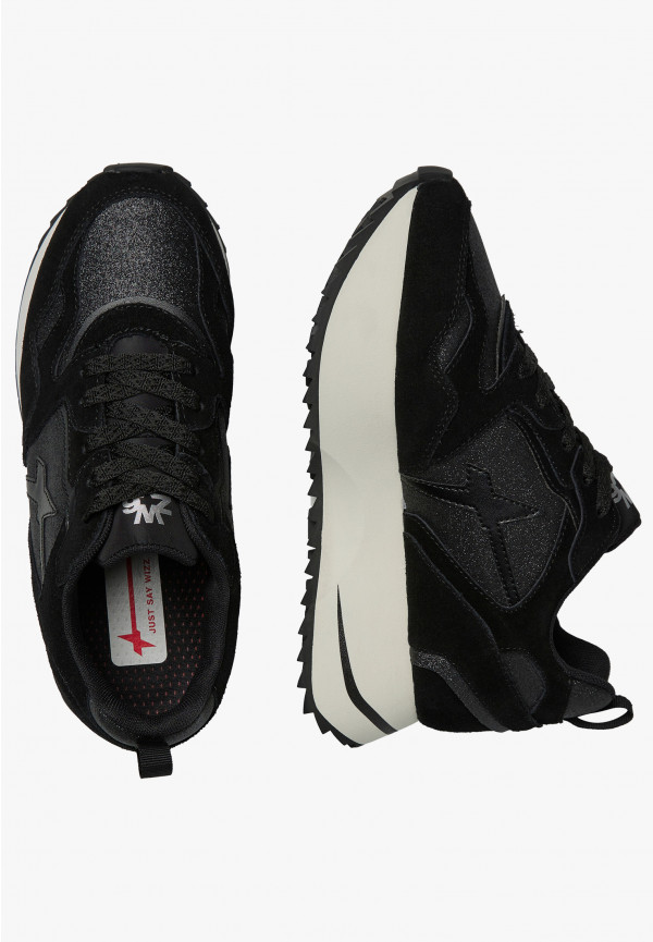 W6yz Sneakers in suede e tessuto tecnico con glitter Nero -ANNY 2 W Convenienza