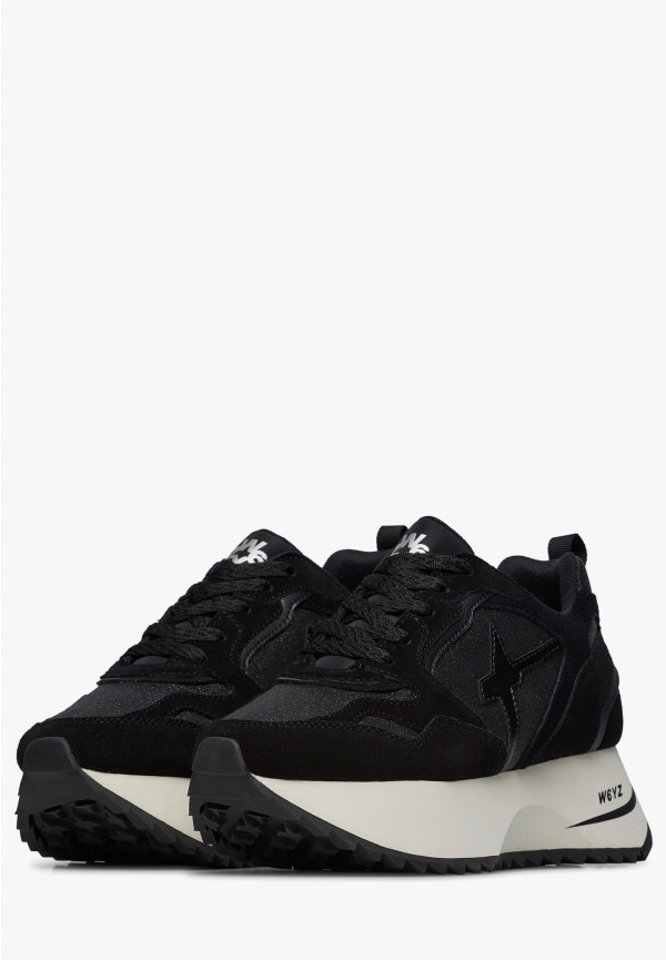 W6yz Sneakers in suede e tessuto tecnico con glitter Nero -ANNY 2 W Convenienza