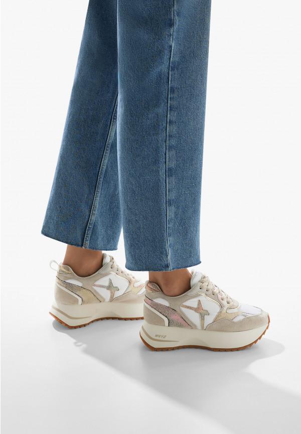 W6yz Sneakers in suede e tessuto tecnico Bianco-Beige -ANNY 2 W Presa