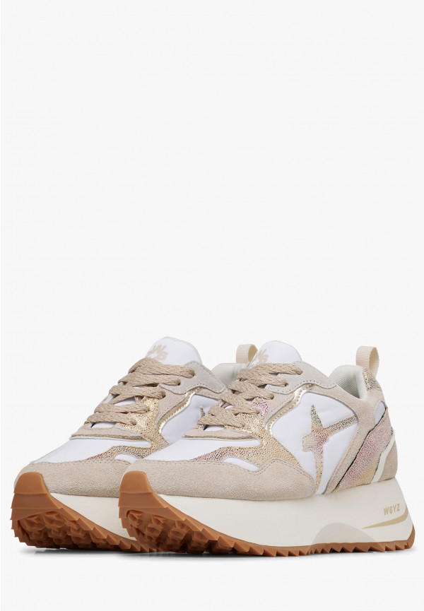 W6yz Sneakers in suede e tessuto tecnico Bianco-Beige -ANNY 2 W Presa