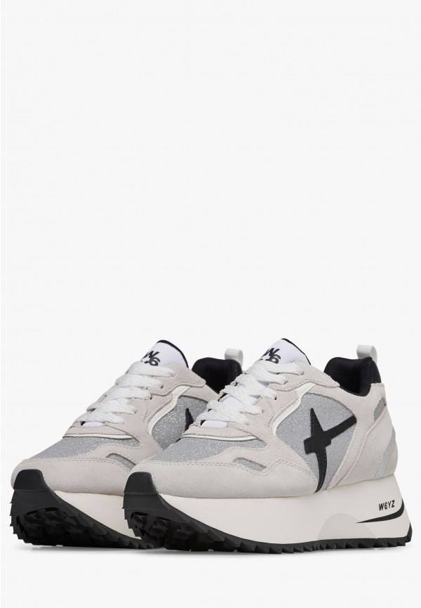 W6yz Sneakers in suede e tessuto tecnico con glitter Argento -ANNY 2 W Sconto