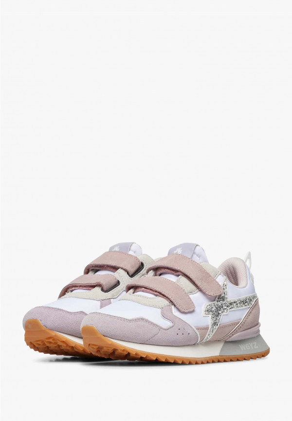 W6yz Sneakers in suede e tessuto tecnico Bianco-Lilla -JET VL-J Outlet