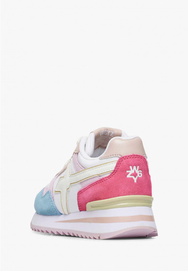 W6yz Sneakers in suede e tessuto tecnico Bianco-Rosa -YAK-J In Vendita