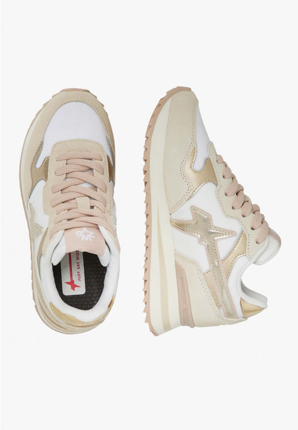 W6yz Sneakers in suede e tessuto tecnico Bianco-Beige -YAK-J Saldi
