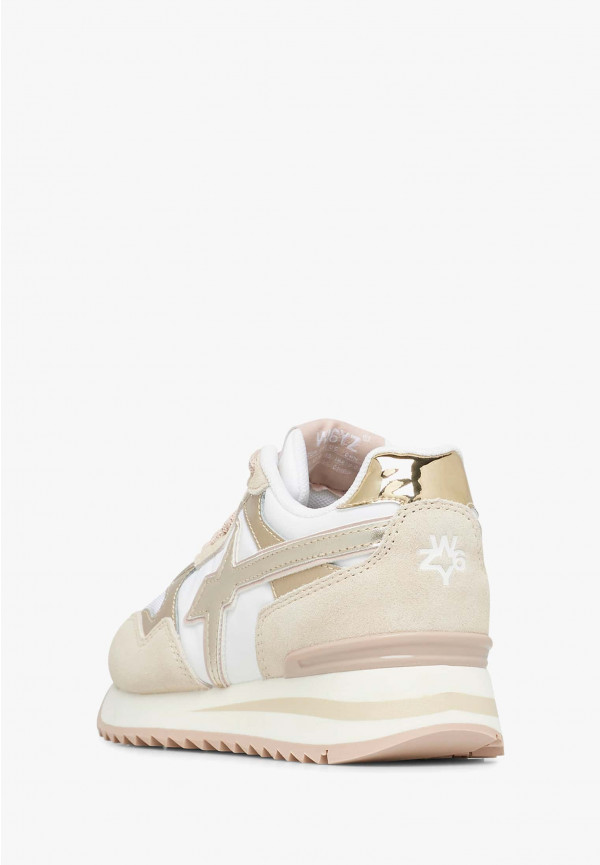 W6yz Sneakers in suede e tessuto tecnico Bianco-Beige -YAK-J Saldi