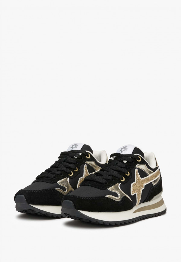 W6yz Sneakers in tessuto tecnico suede e pelle Nero -YAK-J Negozio