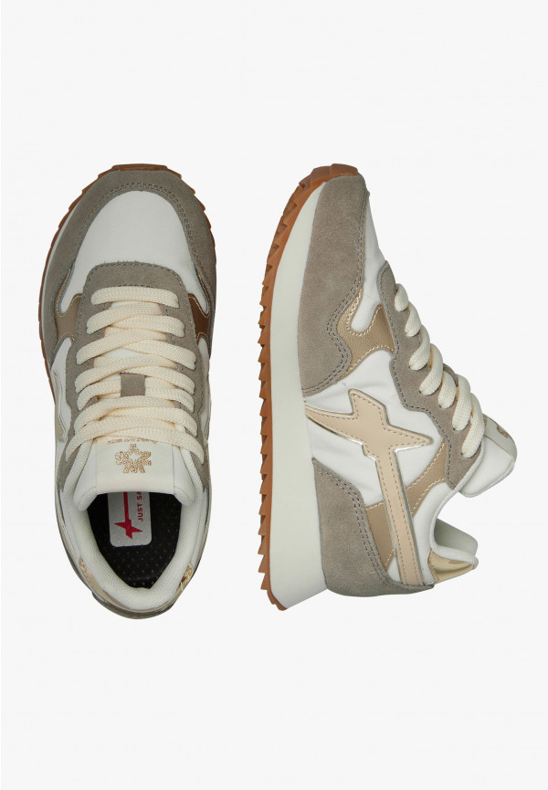W6yz Sneakers in suede e tessuto tecnico Bianco-Marrone -YAK-J In Saldo
