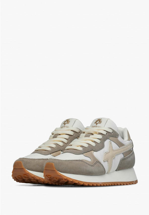 W6yz Sneakers in suede e tessuto tecnico Bianco-Marrone -YAK-J In Saldo