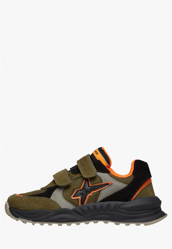 W6yz Sneakers in suede e tessuto tecnico Militare -CHEWINGUM JUNIOR VL
