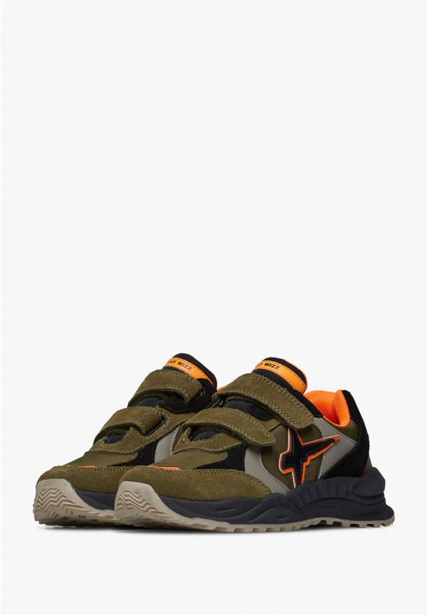 W6yz Sneakers in suede e tessuto tecnico Militare -CHEWINGUM JUNIOR VL Nuova