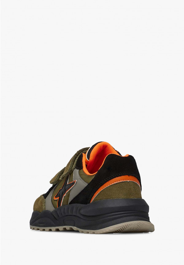 W6yz Sneakers in suede e tessuto tecnico Militare -CHEWINGUM JUNIOR VL Nuova