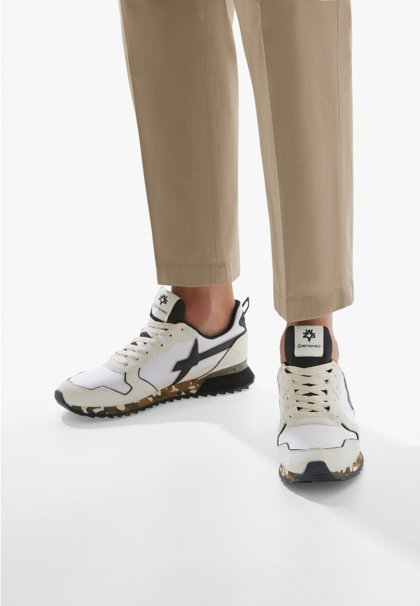 W6yz Sneakers in tessuto tecnico e suede Beige-Nero -JET-M Sottocosto