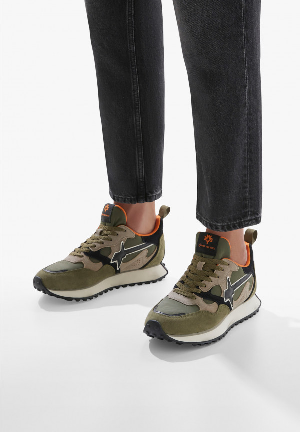 W6yz Sneakers in suede e tessuto tecnico Militare -LOOP-M Novità