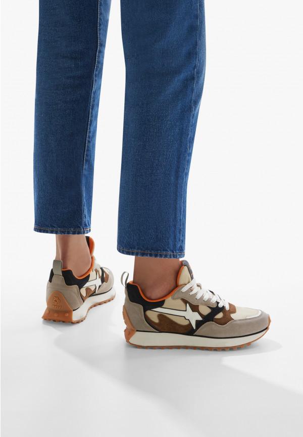 W6yz Sneakers in suede e tessuto tecnico Tortora -LOOP-M Presa