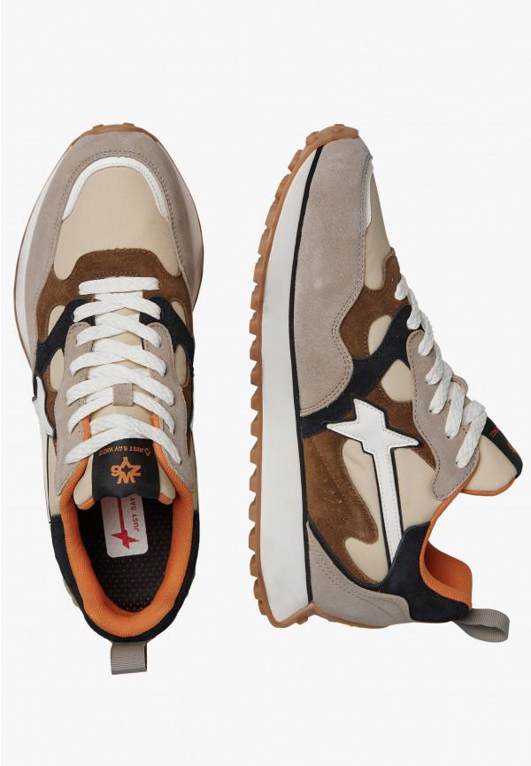 W6yz Sneakers in suede e tessuto tecnico Tortora -LOOP-M Presa