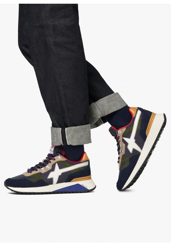 W6yz Sneakers in tessuto tecnico e suede Navy -YAK-M Saldi Di Fabbrica