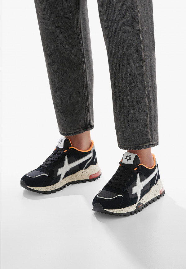 W6yz Sneakers in suede e tessuto tecnico Bianco-Nero -BREEZE 3-M Negozio
