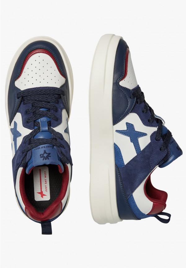 W6yz Sneakers in ecopelle e suede Bianco-Blu -BOND 2-M Spedizione Gratuita