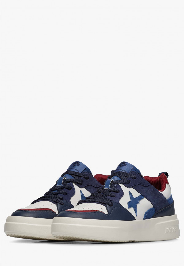 W6yz Sneakers in ecopelle e suede Bianco-Blu -BOND 2-M Spedizione Gratuita