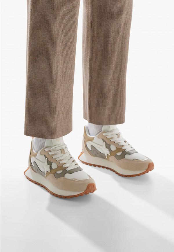 W6yz Sneakers in suede e tessuto tecnico Bianco panna -LOOP-W Consegna Veloce