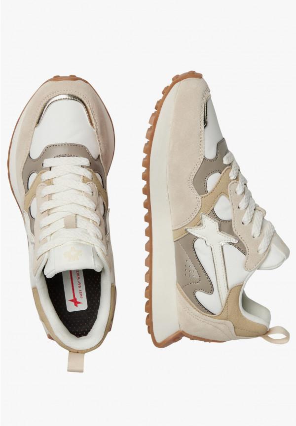 W6yz Sneakers in suede e tessuto tecnico Bianco panna -LOOP-W Consegna Veloce