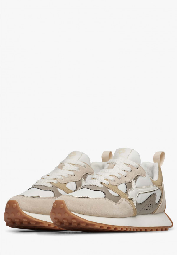 W6yz Sneakers in suede e tessuto tecnico Bianco panna -LOOP-W Consegna Veloce