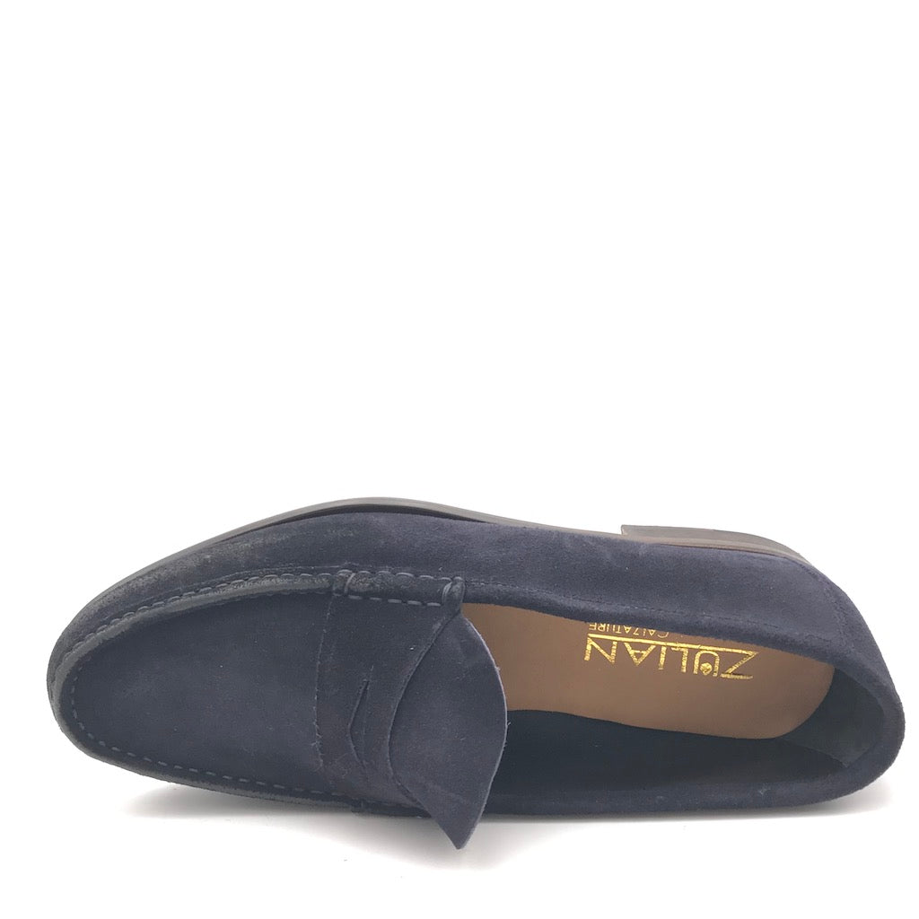 Zulian Calzature Mocassino in velour blu In Vendita