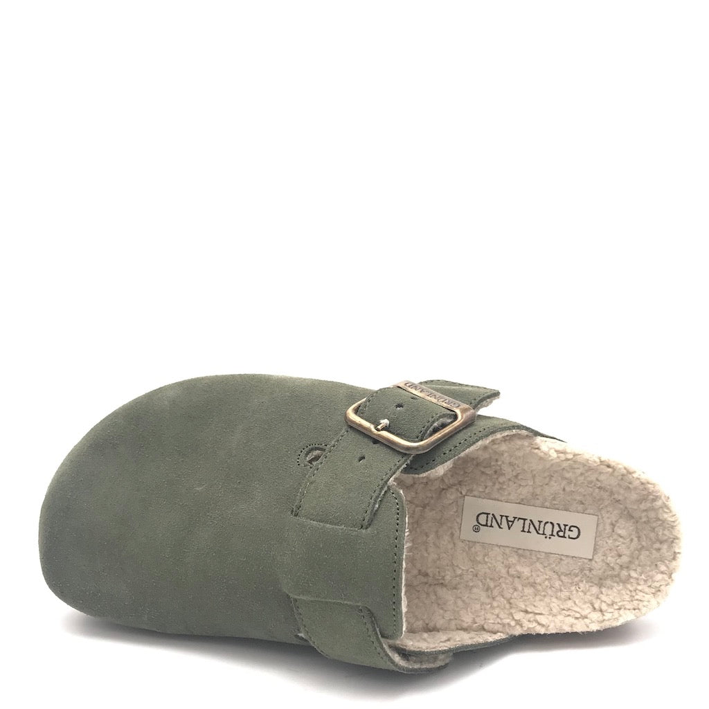 Zulian Calzature Ciabatta Sara shearling oliva 2025