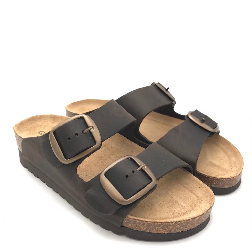 Zulian Calzature Ciabatta Hola doppia fibbia moro Italia