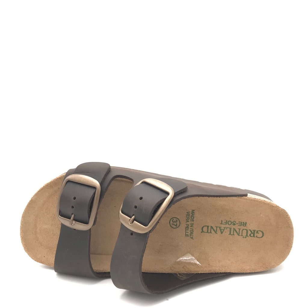 Zulian Calzature Ciabatta Hola doppia fibbia moro Italia