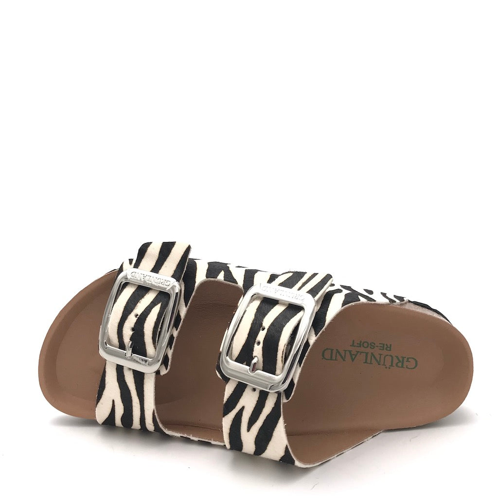 Zulian Calzature Ciabatta Enny doppia fibbia cavallino zebrato Negozi Online