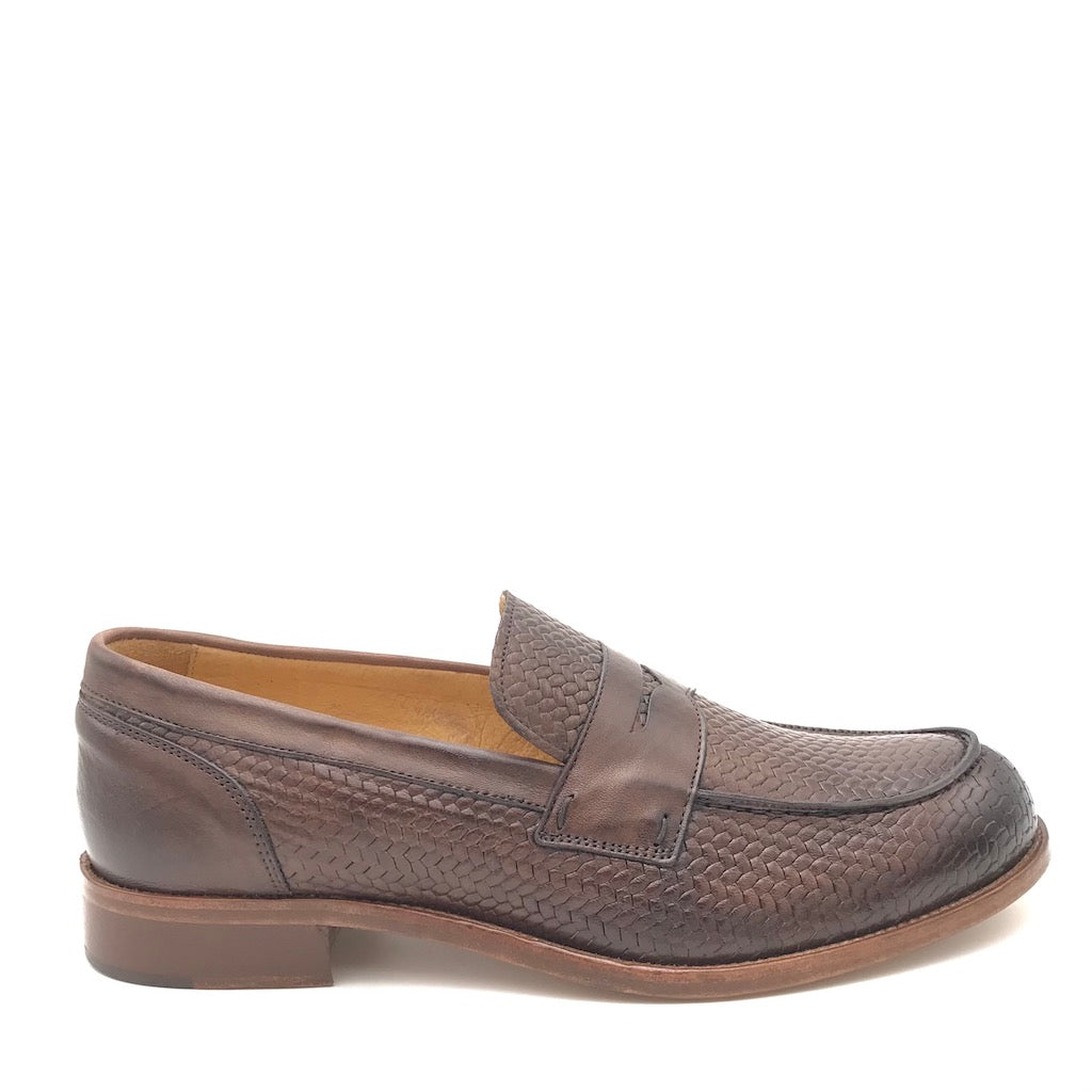 Zulian Calzature Mocassino intrecciato fango