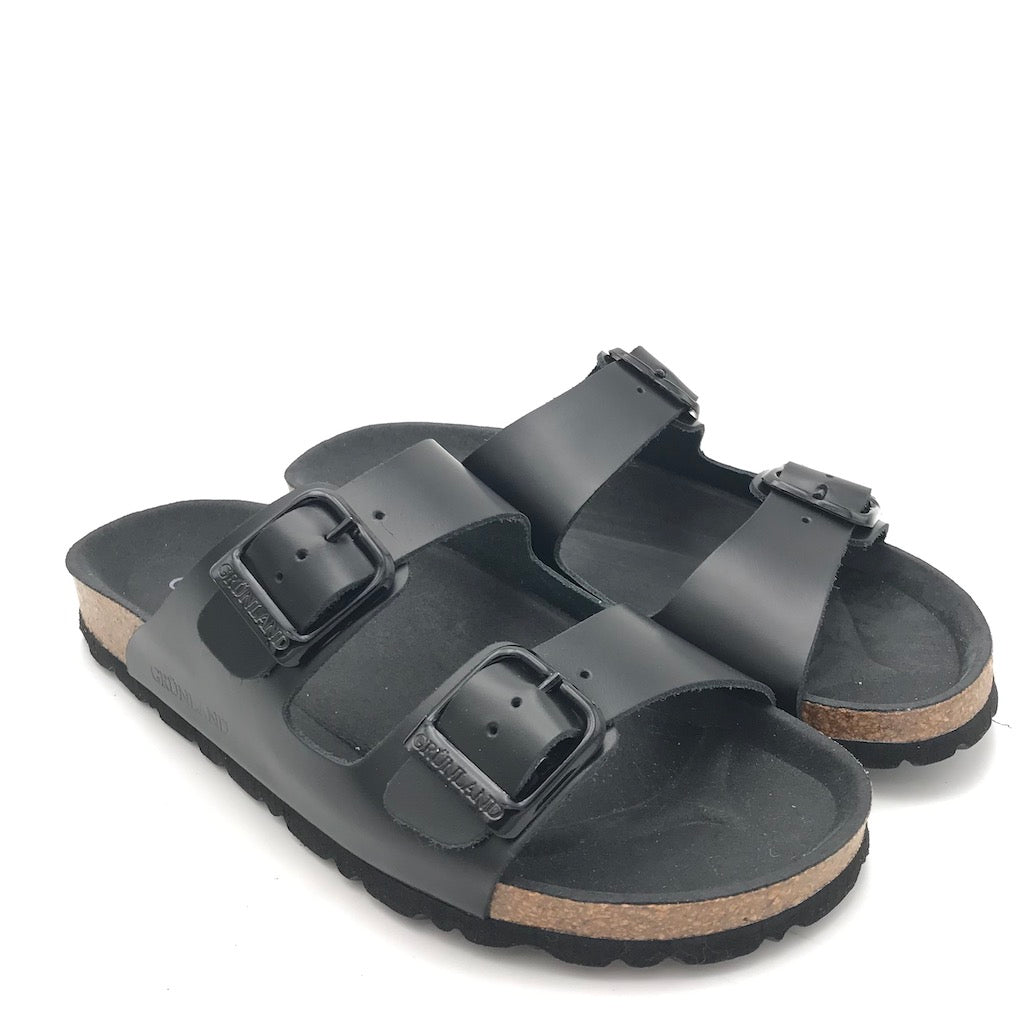 Zulian Calzature Ciabatta Sara doppia fibbia pelle nera Vendita