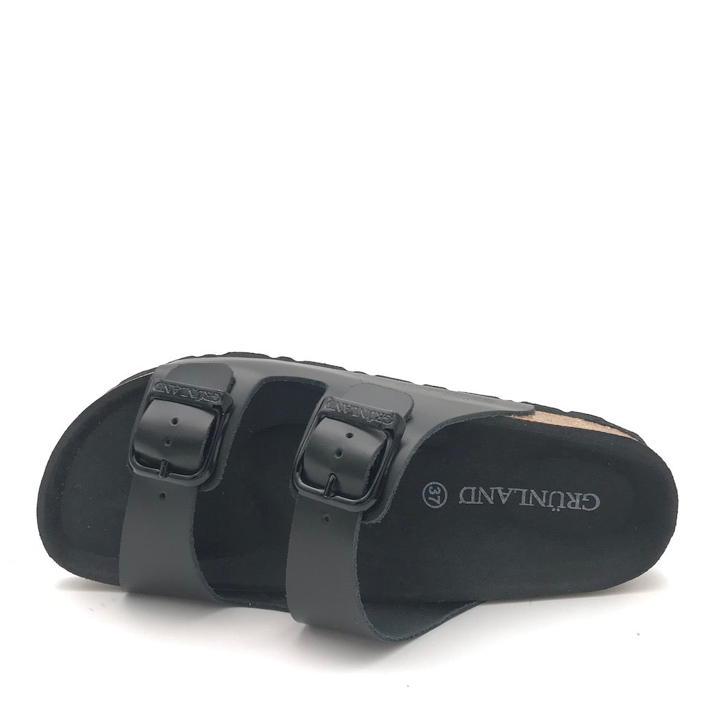 Zulian Calzature Ciabatta Sara doppia fibbia pelle nera Vendita