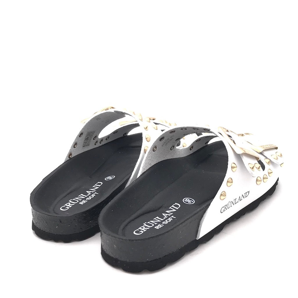 Zulian Calzature Ciabatta Sara doppia fibbia bianca borchie Negozi Online