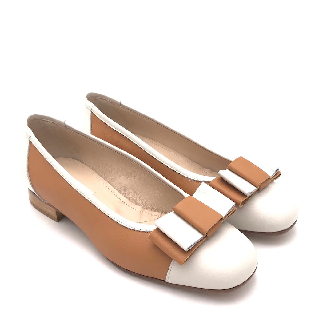 Zulian Calzature Ballerina in pelle cuoio-panna Pezzi Unici