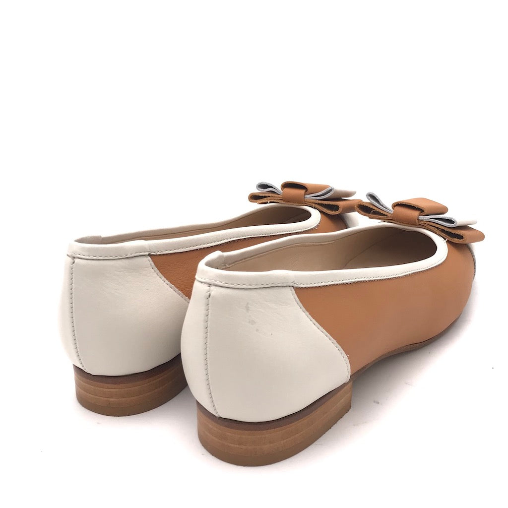Zulian Calzature Ballerina in pelle cuoio-panna Pezzi Unici