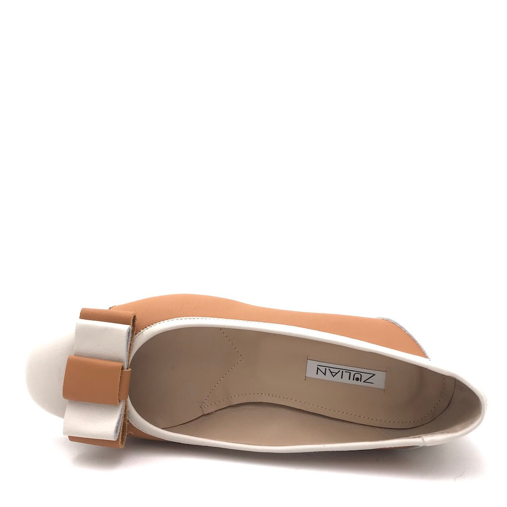 Zulian Calzature Ballerina in pelle cuoio-panna Pezzi Unici