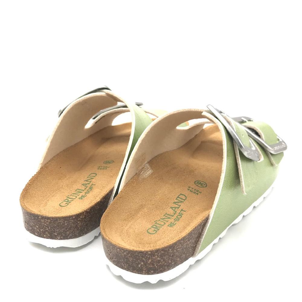 Zulian Calzature Ciabatta Sara doppia fibbia verde Vendita Economica
