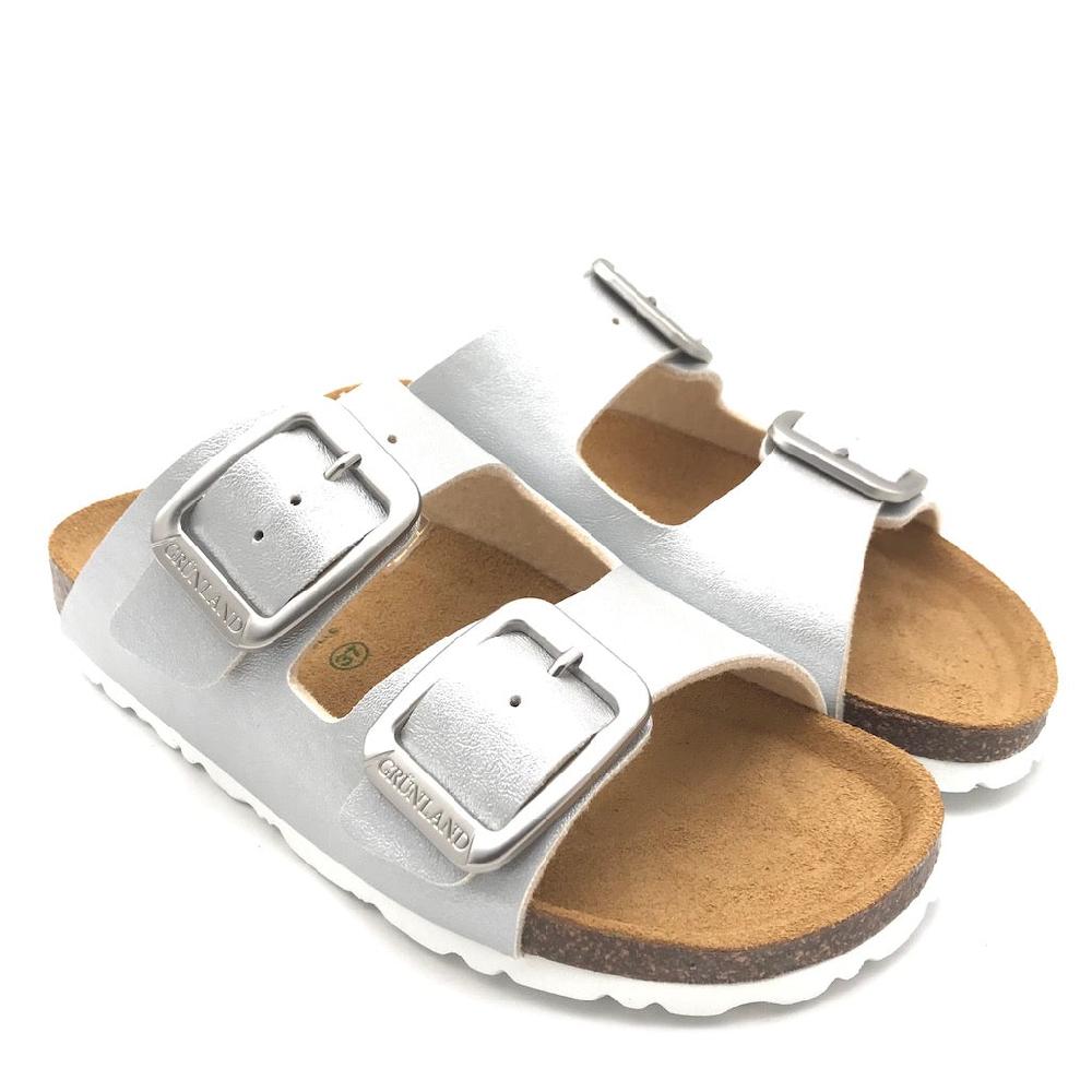 Zulian Calzature Ciabatta Sara doppia fibbia argento Saldi Di Fabbrica