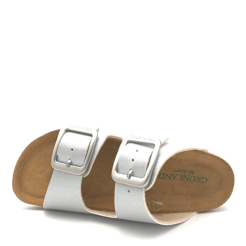 Zulian Calzature Ciabatta Sara doppia fibbia argento Saldi Di Fabbrica