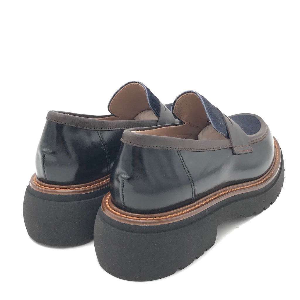 Zulian Calzature Mocassino nero e cavallino blu Acquista Ora