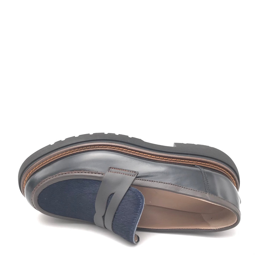Zulian Calzature Mocassino nero e cavallino blu Acquista Ora