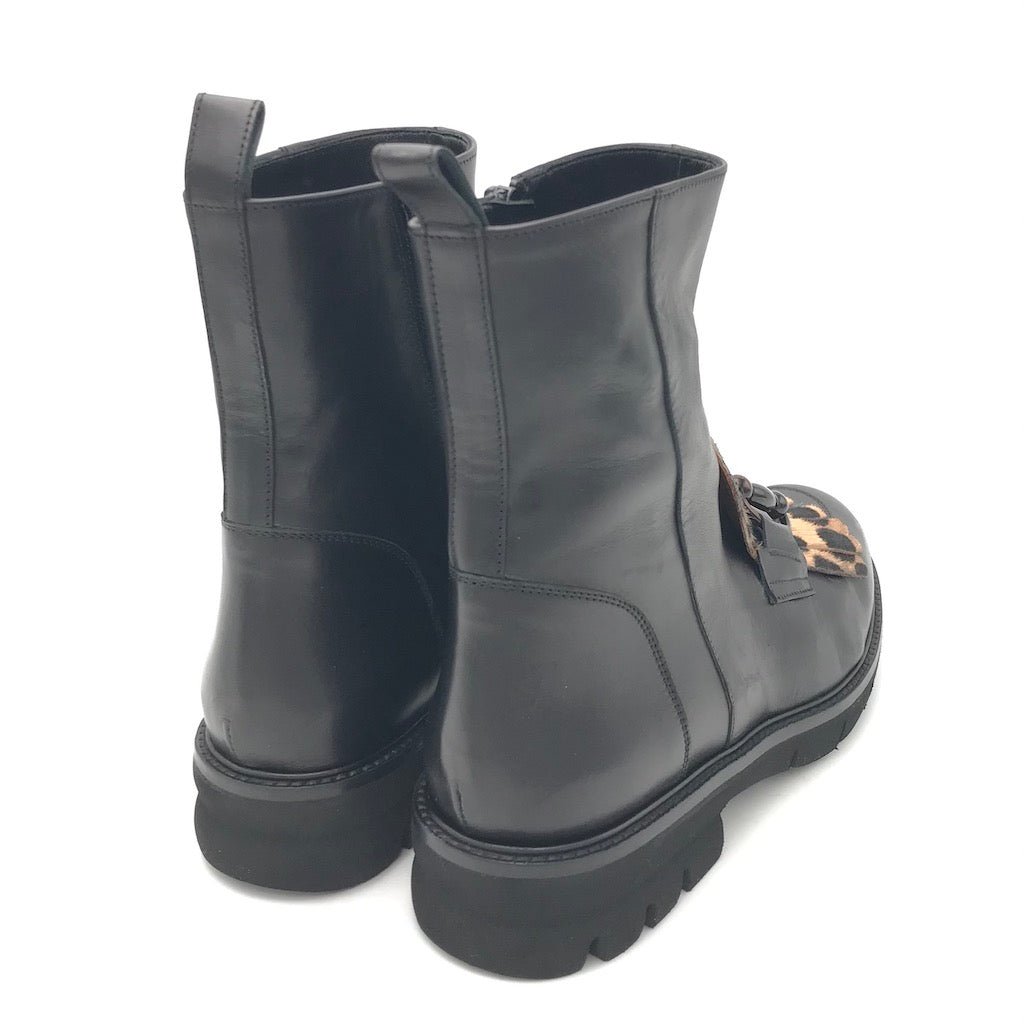 Zulian Calzature Tronchetto nero animalier Consegna Veloce