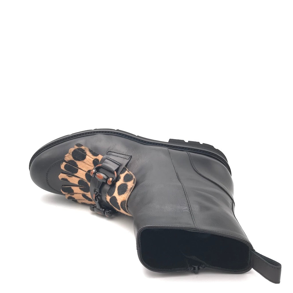 Zulian Calzature Tronchetto nero animalier Consegna Veloce