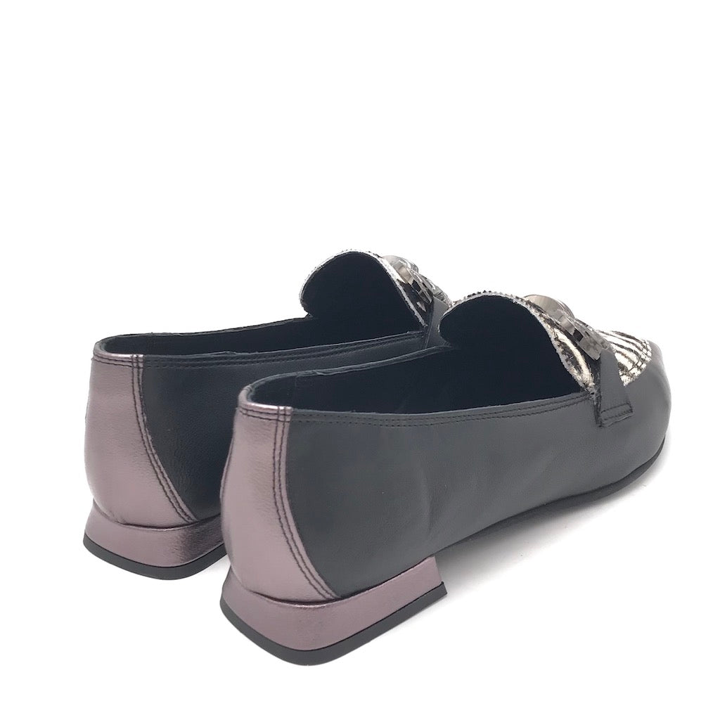 Zulian Calzature Mocassino zebra pelle nera Presa