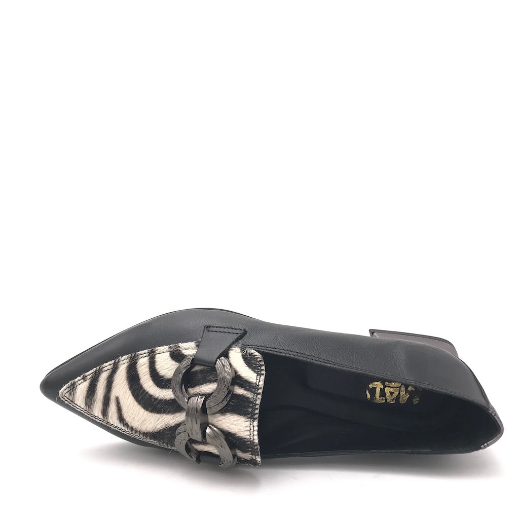 Zulian Calzature Mocassino zebra pelle nera Presa