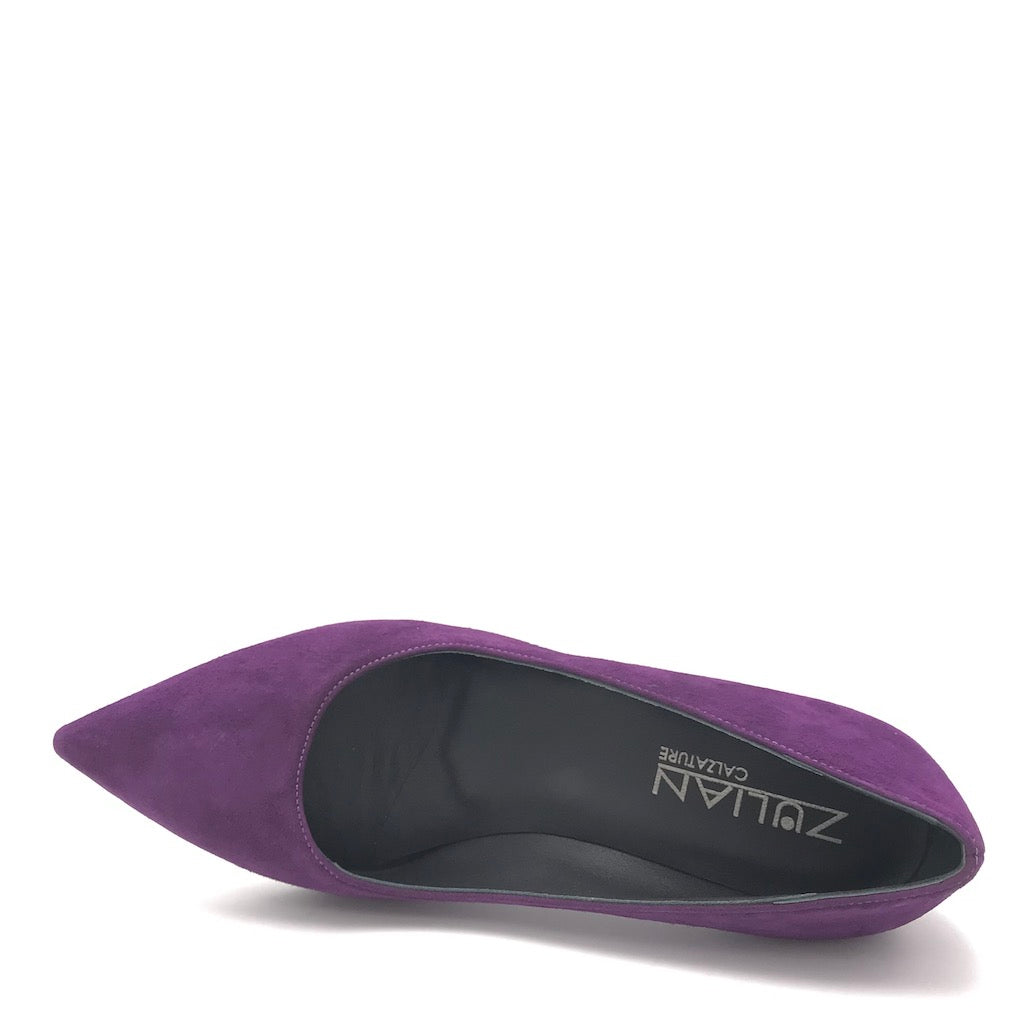 Zulian Calzature Decolletè Lory in camoscio viola In Linea