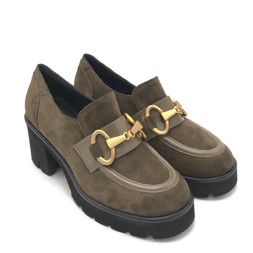 Zulian Calzature Mocassino velour oliva Economico